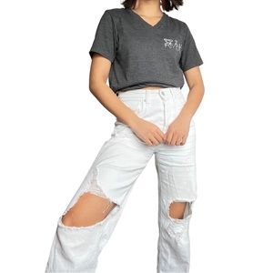 Universal Thread White Distressed Painter Wide Leg Pants XS